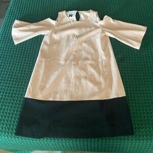 Edward Achour Paris Bateau Neckline Mini Dress Pink and Black Size 38